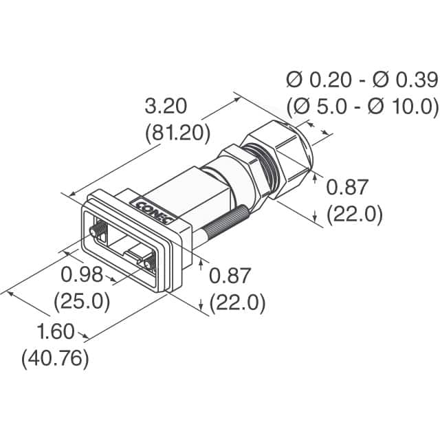 165X14819XE Conec  Carcasas traseras para conectores D-Sub en forma de D